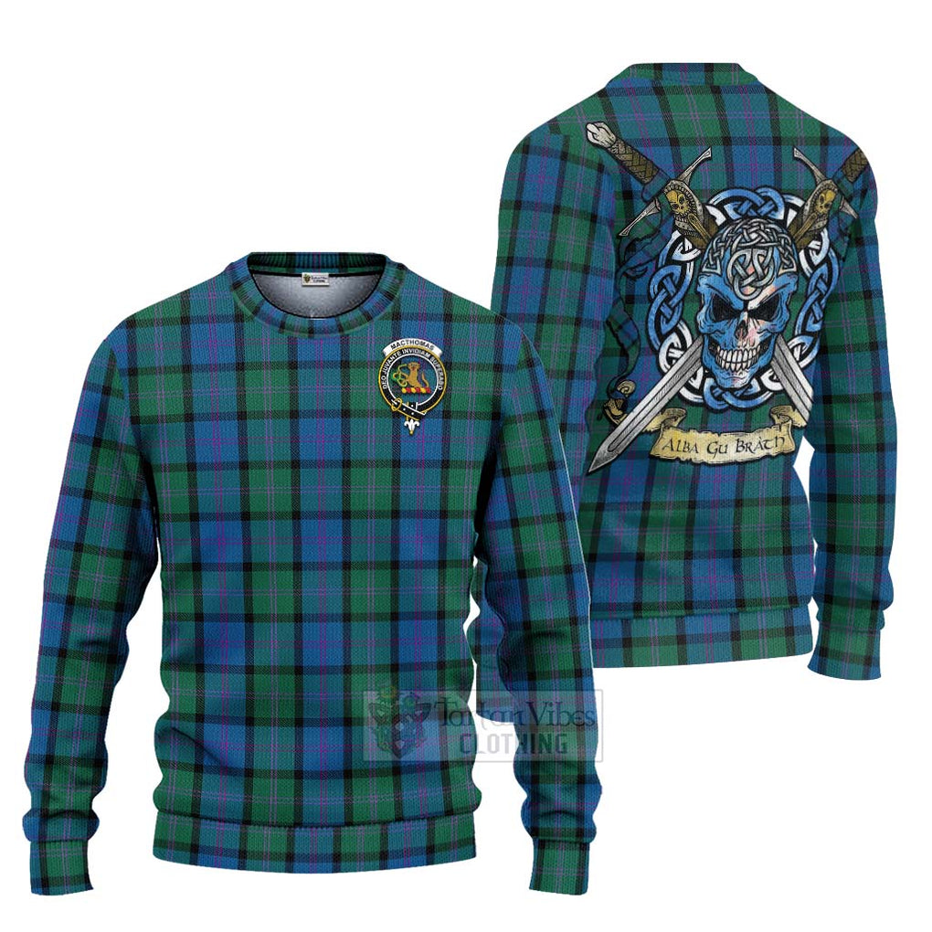 MacThomas (McThomas) Tartan Ugly Sweater with Family Crest Celtic Skull Style Unisex - Tartan Vibes Clothing