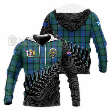 Tartan Vibes Clothing MacThomas (McThomas) Crest Tartan Knitted Hoodie with New Zealand Silver Fern Half Style