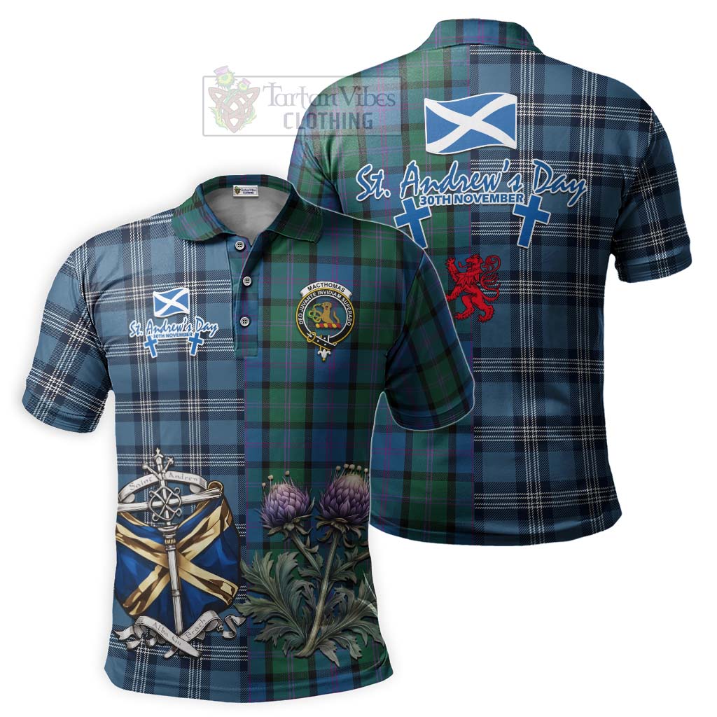 MacThomas (McThomas) Tartan Polo Shirt Happy St. Andrew's Day Half Tartan Style Kid - Tartan Vibes Clothing