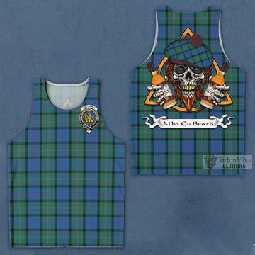 MacThomas (McThomas) Tartan Men's Tank Top with Family Crest and Bearded Skull Holding Bottles of Whiskey Men - Tartan Vibes Clothing