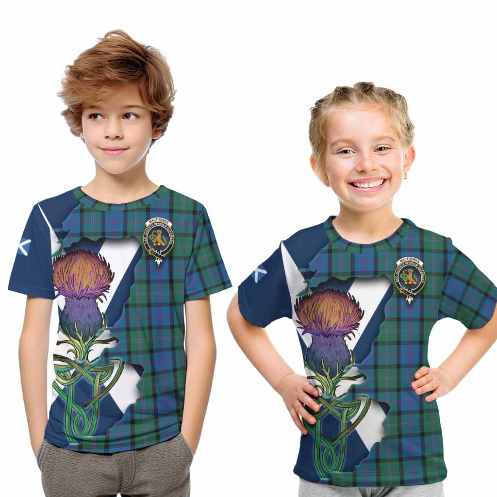 MacThomas (McThomas) Tartan Family Crest Kid T-Shirt Scottish Thistle Celtic Inspired Youth XL Size14 - Tartan Vibes Clothing