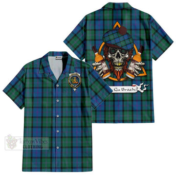 MacThomas (McThomas) Tartan Hawaiian Shirt with Family Crest and Bearded Skull Holding Bottles of Whiskey Kid - Tartan Vibes Clothing