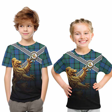 MacThomas (McThomas) Crest Tartan Kid T-Shirt with Golden Lion Emblem Celtic Style Youth XL Size14 - Tartan Vibes Clothing