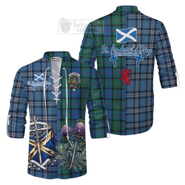 MacThomas (McThomas) Tartan Ghillie Kilt Shirt Happy St. Andrew's Day Half Tartan Style Men - Tartan Vibes Clothing