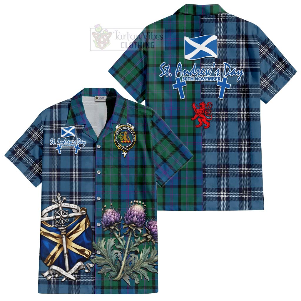 MacThomas (McThomas) Tartan Hawaiian Shirt Happy St. Andrew's Day Half Tartan Style Kid - Tartan Vibes Clothing
