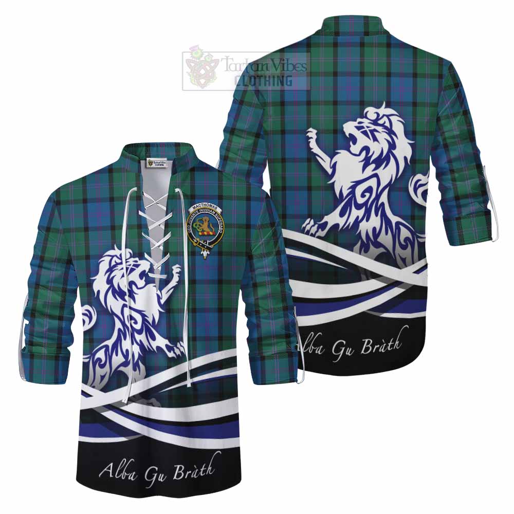 MacThomas (McThomas) Tartan Ghillie Kilt Shirt with Alba Gu Brath Regal Lion Emblem Men - Tartan Vibes Clothing