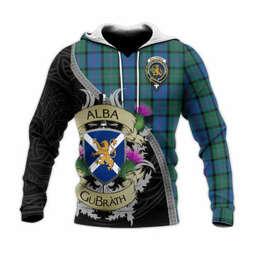 MacThomas (McThomas) Tartan Family Crest Knitted Hoodie Lion Rampant Royal Thistle Shield Celtic Inspired Unisex Knitted Pullover Hoodie - Tartan Vibes Clothing