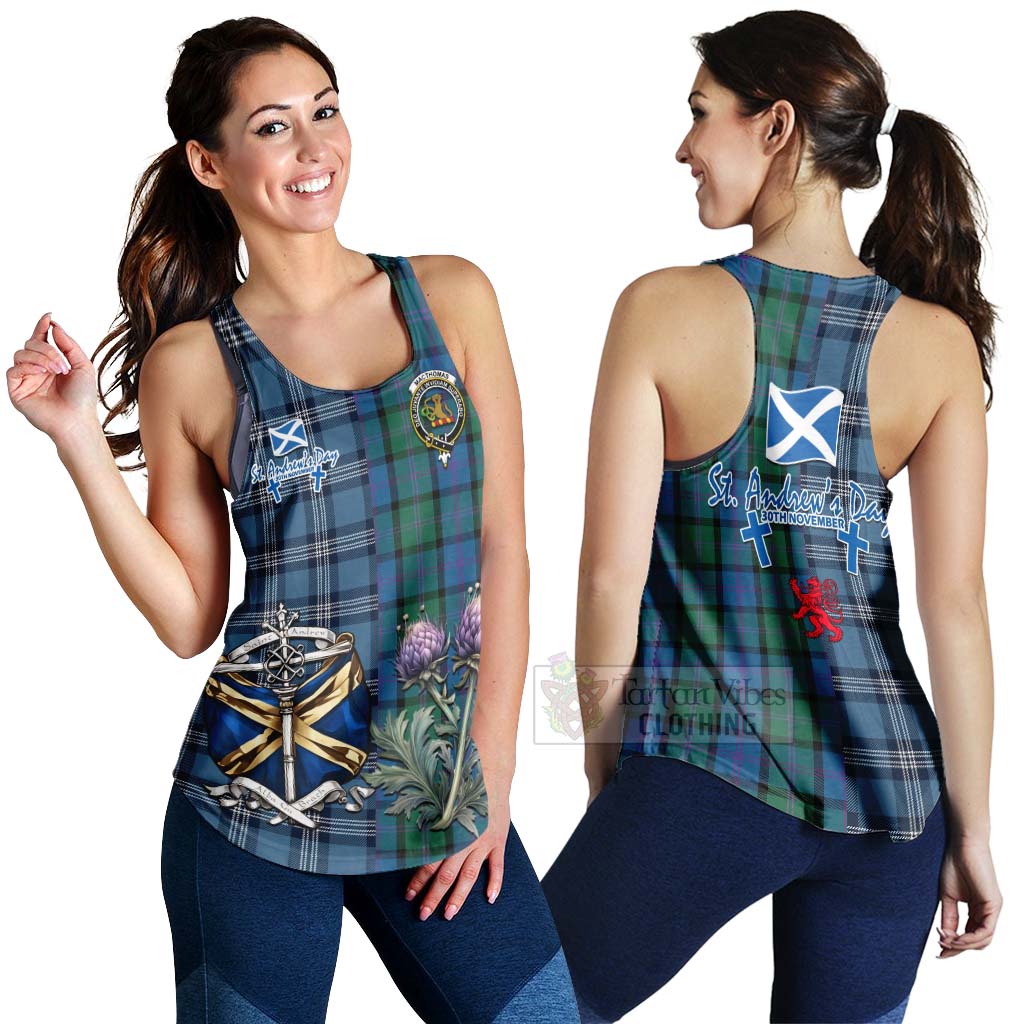 MacThomas (McThomas) Tartan Women's Racerback Tanks Happy St. Andrew's Day Half Tartan Style 4XL - Tartan Vibes Clothing