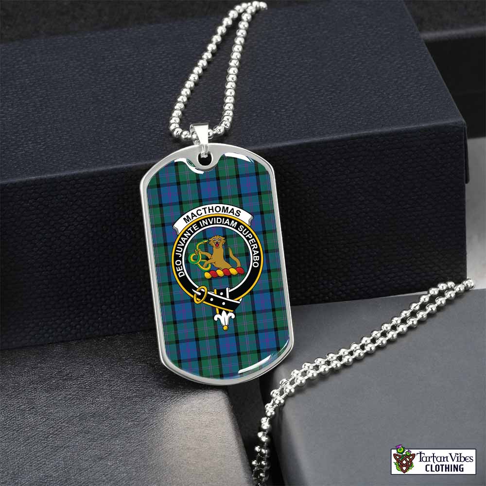 MacThomas (McThomas) Tartan Dog Tag Necklace with Family Crest Silver No - Tartan Vibes Clothing