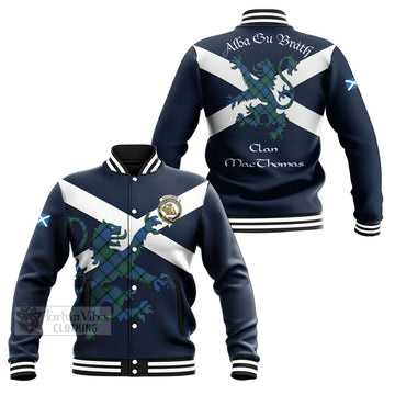 MacThomas (McThomas) Tartan Lion Rampant Baseball Jacket Proudly Display Your Heritage with Alba Gu Brath and Clan Name Unisex - Tartan Vibes Clothing