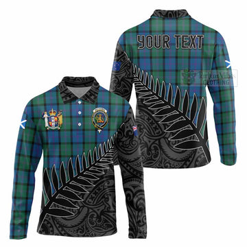 Tartan Vibes Clothing MacThomas (McThomas) Crest Tartan Long Sleeve Polo Shirt with New Zealand Silver Fern Half Style