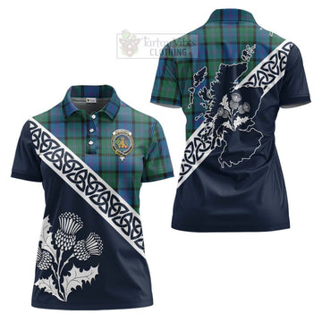 MacThomas (McThomas) Tartan Women's Polo Shirt Featuring Thistle and Scotland Map Women - Tartanvibesclothing Store