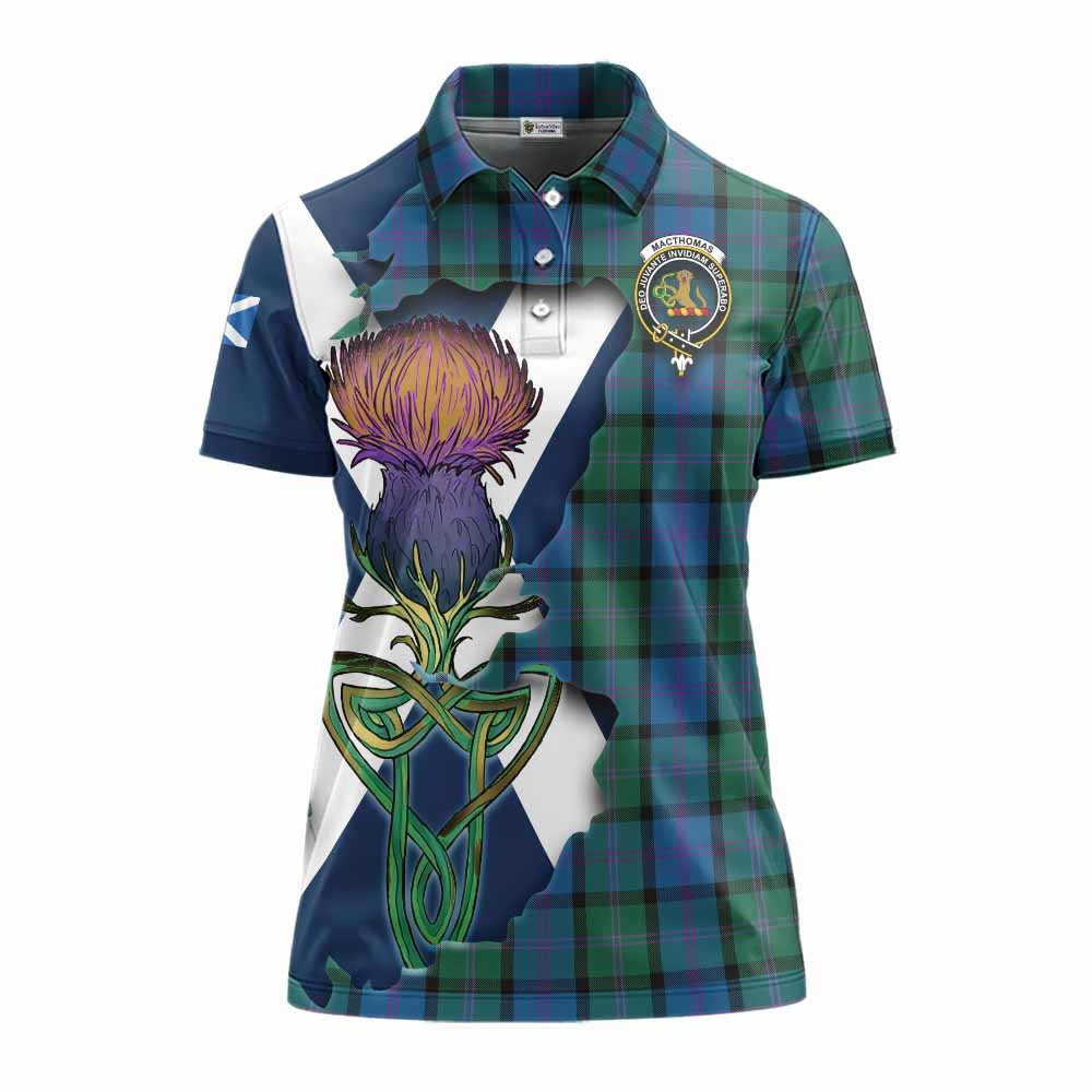 MacThomas (McThomas) Tartan Family Crest Women's Polo Shirt Scottish Thistle Celtic Inspired Women - Tartan Vibes Clothing