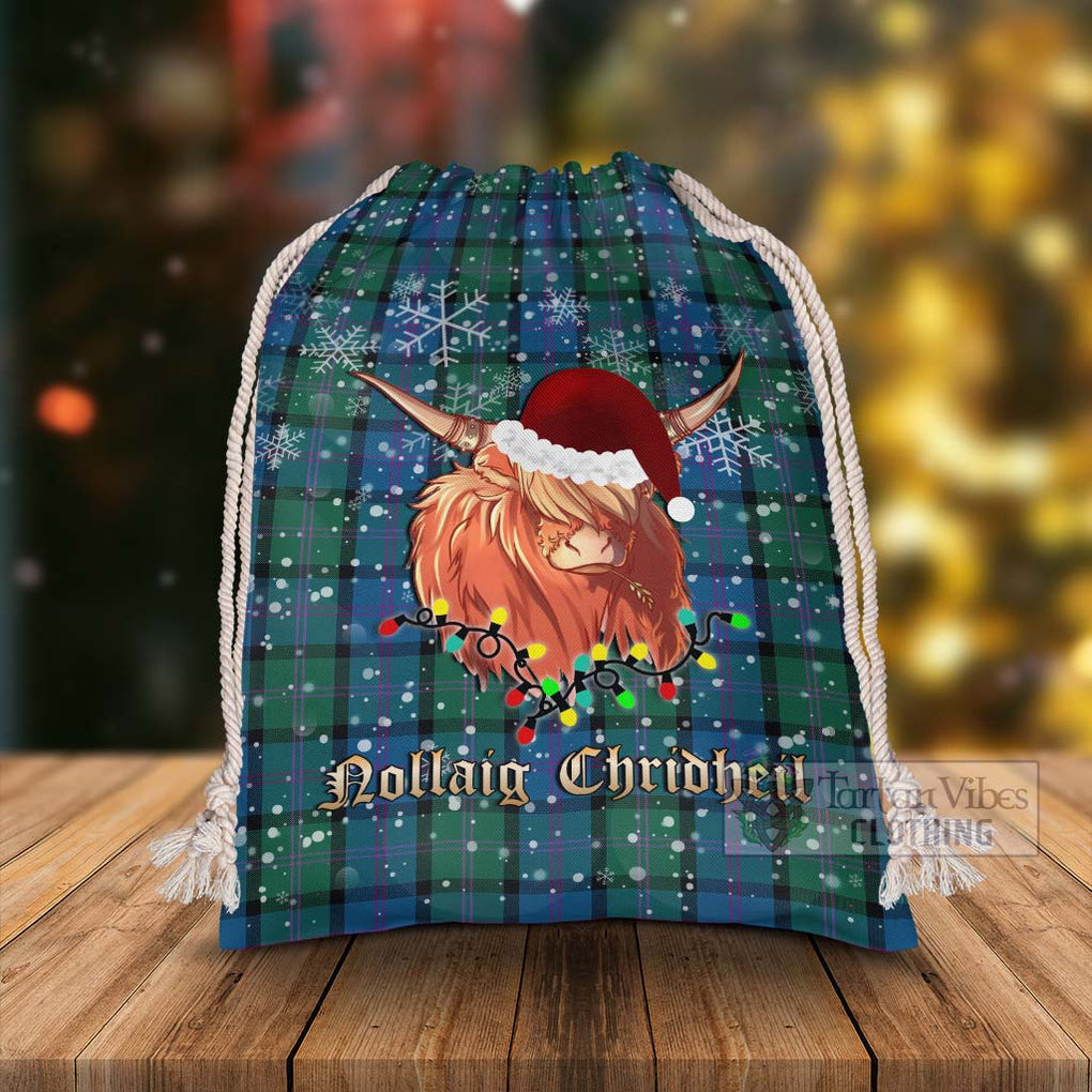MacThomas (McThomas) Tartan Christmas Santa's Bag with Twinkle Highland Cattle - Tartan Vibes Clothing