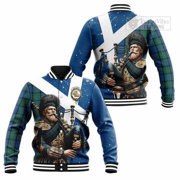 MacThomas (McThomas) Tartan Baseball Jacket with Family Crest Scottish Bagpiper Vibes Unisex - Tartan Vibes Clothing