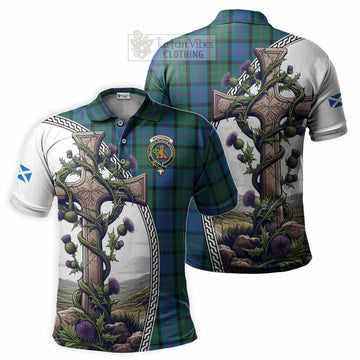 MacThomas (McThomas) Tartan Polo Shirt with Family Crest and St. Andrew's Cross Accented by Thistle Vines Kid - Tartan Vibes Clothing