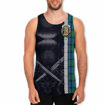 MacThomas (McThomas) Tartan Men's Tank Top with Family Crest Cross Sword Thistle Celtic Vibes Men - Tartan Vibes Clothing