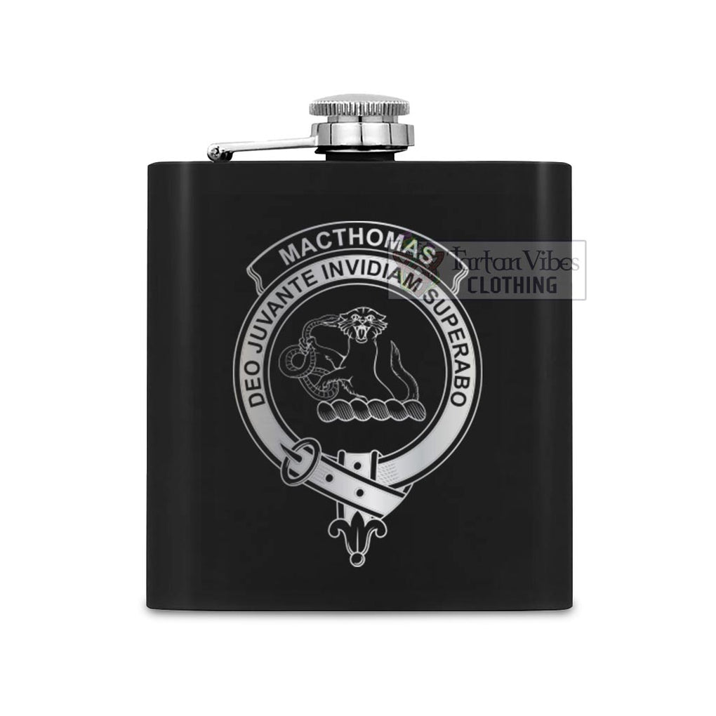 MacThomas (McThomas) Crest Hip Flask Set 7oz Black Stainless Steel with A Gift Box One Size 7oz - 2D-tartanvibesclothing