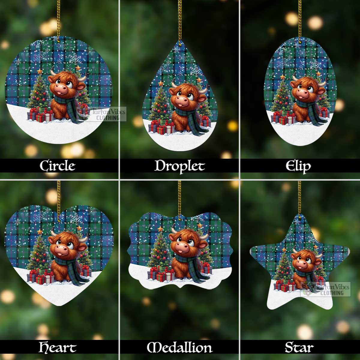 MacThomas (McThomas) Tartan Christmas Aluminium Ornament with Adorable Highland Coo Aluminium - Tartan Vibes Clothing