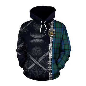 MacThomas (McThomas) Tartan Cotton Hoodie with Family Crest Cross Sword Thistle Celtic Vibes Pullover Hoodie XS - Tartan Vibes Clothing