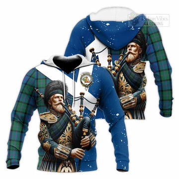 MacThomas (McThomas) Tartan Knitted Hoodie with Family Crest Scottish Bagpiper Vibes Unisex Knitted Pullover Hoodie - Tartan Vibes Clothing
