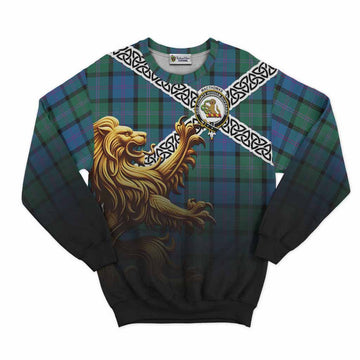 MacThomas (McThomas) Crest Tartan Sweatshirt with Golden Lion Emblem Celtic Style Unisex - Tartan Vibes Clothing