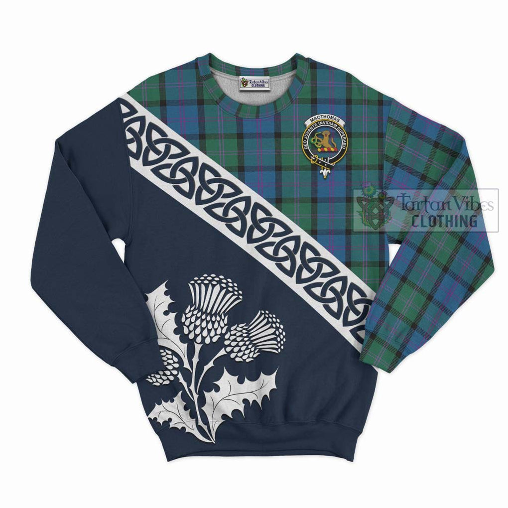 MacThomas (McThomas) Tartan Sweatshirt Featuring Thistle and Scotland Map Unisex - Tartan Vibes Clothing