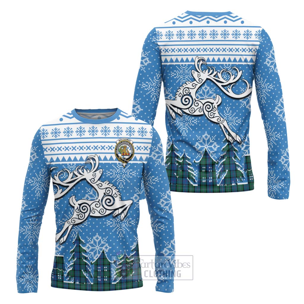 MacThomas (McThomas) Clan Christmas Long Sleeve T-Shirt Celtic Reindeer Style Unisex - Tartan Vibes Clothing