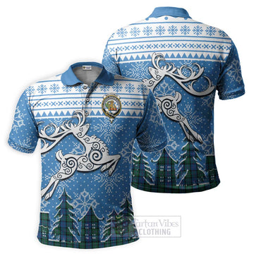 Tartan Vibes Clothing MacThomas (McThomas) Clan Christmas Polo Shirt Celtic Reindeer Style