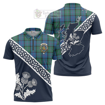 MacThomas (McThomas) Tartan Zipper Polo Shirt Featuring Thistle and Scotland Map Unisex - Tartanvibesclothing Store