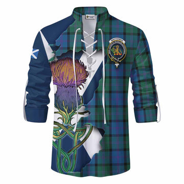 MacThomas (McThomas) Tartan Family Crest Ghillie Kilt Shirt Scottish Thistle Celtic Inspired Men - Tartan Vibes Clothing