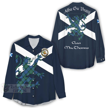 MacThomas (McThomas) Tartan Lion Rampant Women's Casual Shirt Proudly Display Your Heritage with Alba Gu Brath and Clan Name - Tartan Vibes Clothing