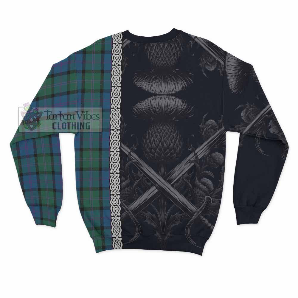 MacThomas (McThomas) Tartan Sweatshirt with Family Crest Cross Sword Thistle Celtic Vibes - Tartan Vibes Clothing