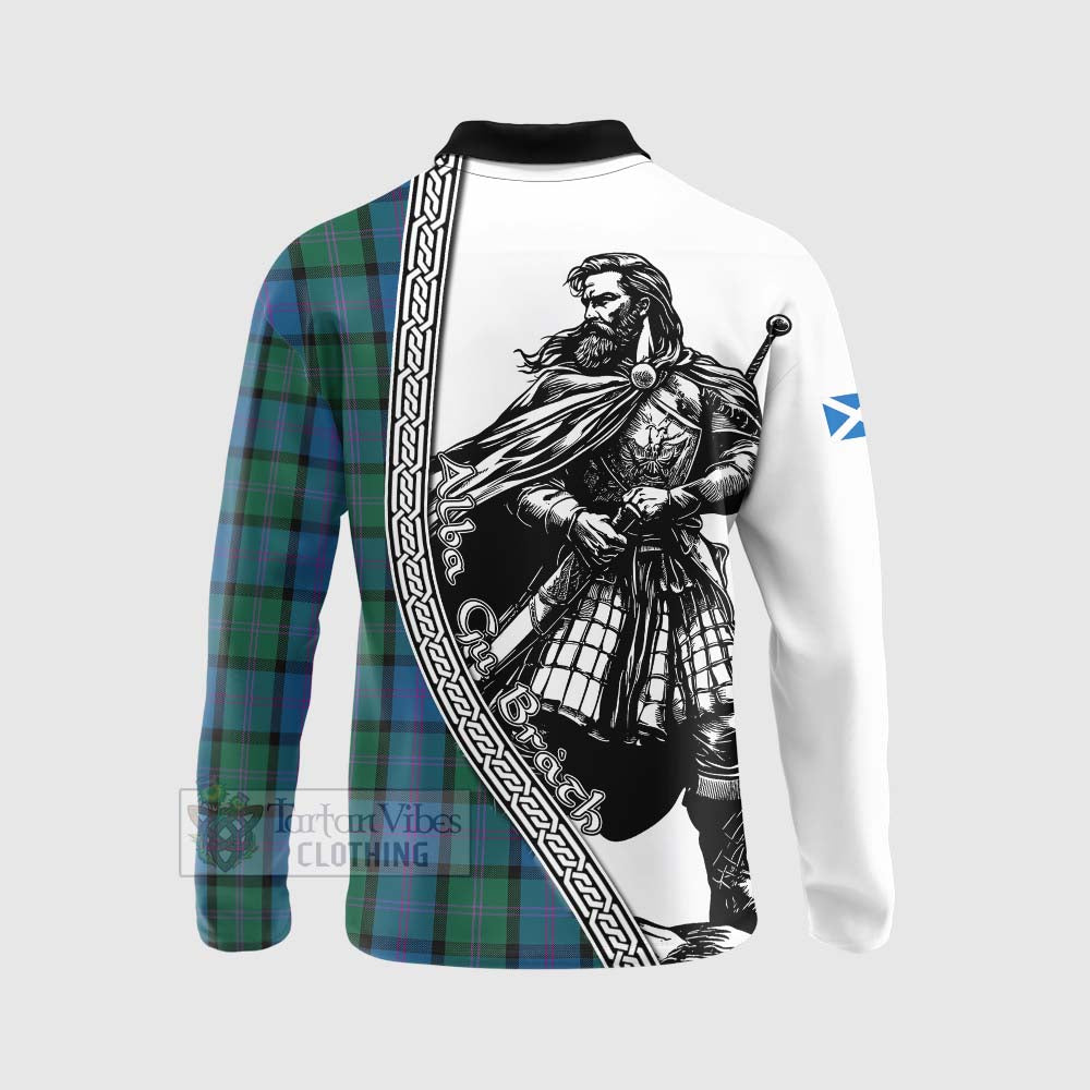 MacThomas (McThomas) Tartan Clan Crest Long Sleeve Polo Shirt with Highlander Warrior Celtic Style - Tartan Vibes Clothing