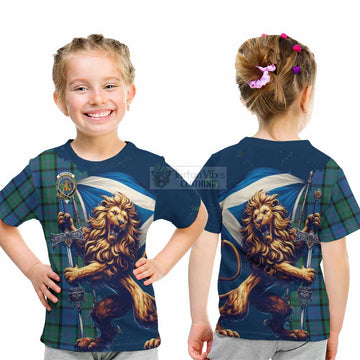 MacThomas (McThomas) Tartan Family Crest Kid T-Shirt with Scottish Majestic Lion - Tartan Vibes Clothing