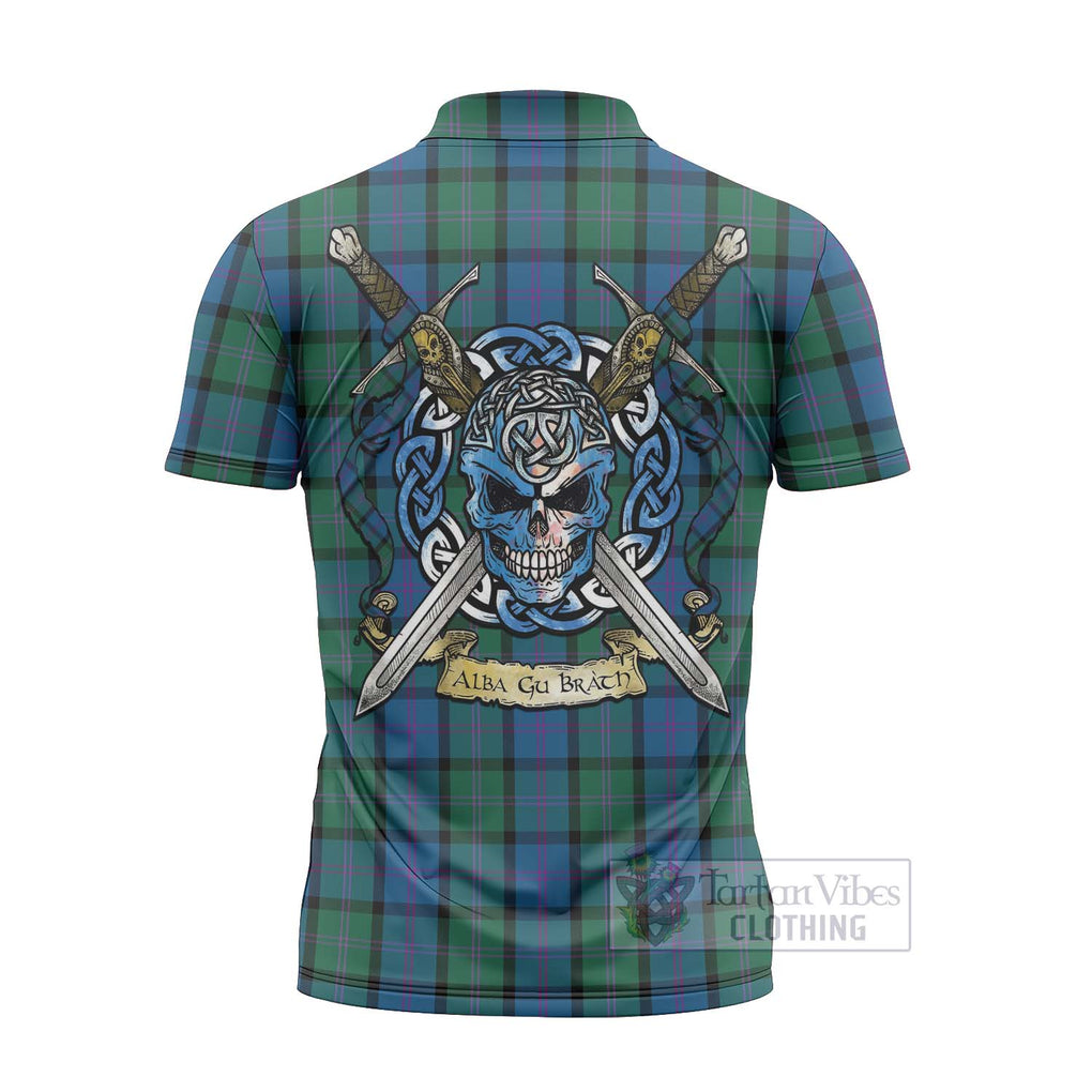 MacThomas (McThomas) Tartan Zipper Polo Shirt with Family Crest Celtic Skull Style - Tartan Vibes Clothing