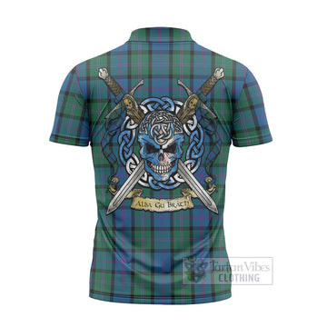Tartan Vibes Clothing MacThomas (McThomas) Tartan Zipper Polo Shirt with Family Crest Celtic Skull Style