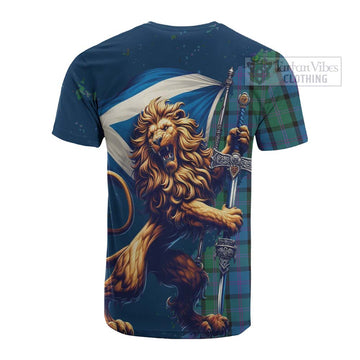MacThomas (McThomas) Tartan Family Crest Cotton T-shirt with Scottish Majestic Lion - Tartan Vibes Clothing