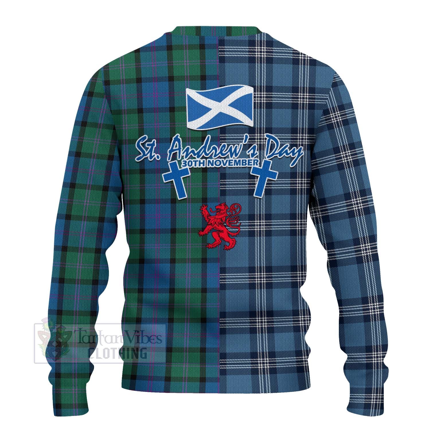 MacThomas (McThomas) Tartan Knitted Sweater Happy St. Andrew's Day Half Tartan Style - Tartan Vibes Clothing
