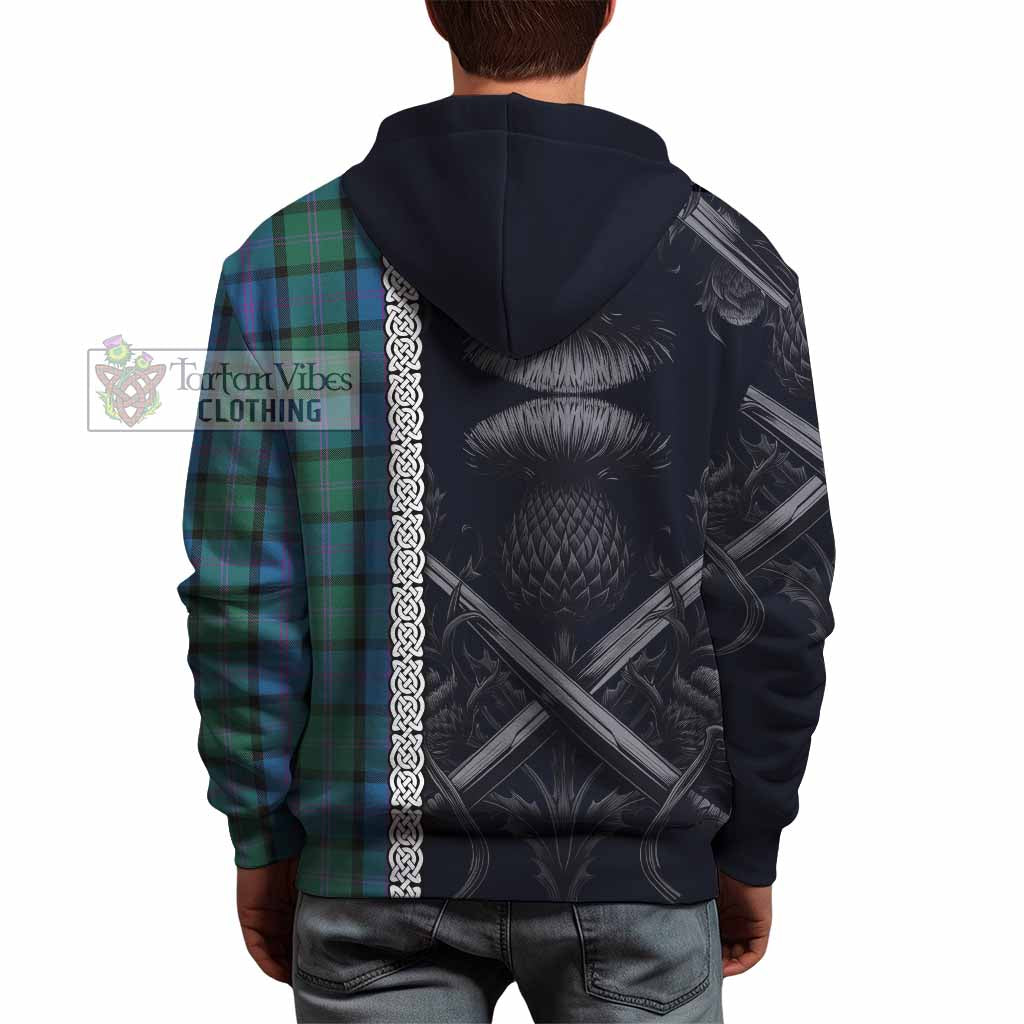MacThomas (McThomas) Tartan Hoodie with Family Crest Cross Sword Thistle Celtic Vibes - Tartan Vibes Clothing