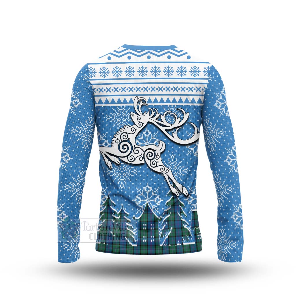 MacThomas (McThomas) Clan Christmas Long Sleeve T-Shirt Celtic Reindeer Style - Tartan Vibes Clothing