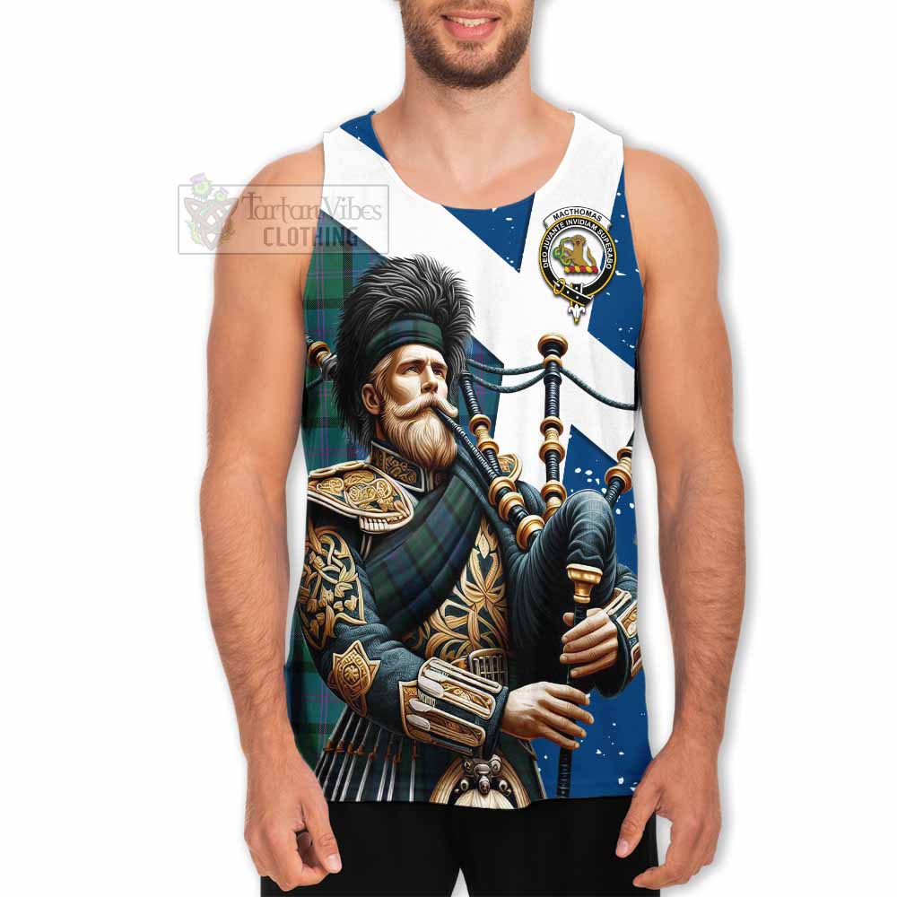 MacThomas (McThomas) Tartan Men's Tank Top with Family Crest Scottish Bagpiper Vibes - Tartan Vibes Clothing