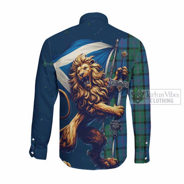 MacThomas (McThomas) Tartan Family Crest Long Sleeve Button Shirt with Scottish Majestic Lion Men's Shirt - Tartan Vibes Clothing