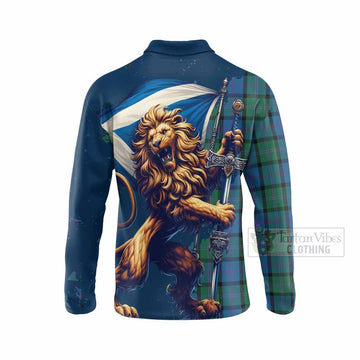 MacThomas (McThomas) Tartan Family Crest Long Sleeve Polo Shirt with Scottish Majestic Lion - Tartan Vibes Clothing