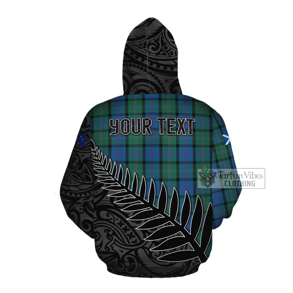 Tartan Vibes Clothing MacThomas (McThomas) Crest Tartan Cotton Hoodie with New Zealand Silver Fern Half Style