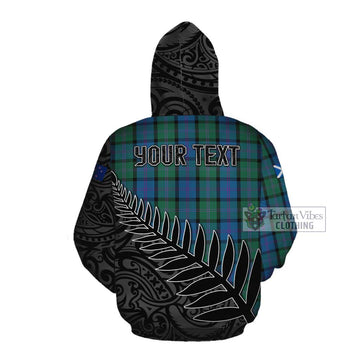 Tartan Vibes Clothing MacThomas (McThomas) Crest Tartan Cotton Hoodie with New Zealand Silver Fern Half Style