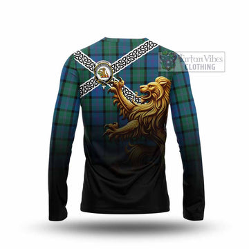 MacThomas (McThomas) Crest Tartan Long Sleeve T-Shirt with Golden Lion Emblem Celtic Style - Tartan Vibes Clothing