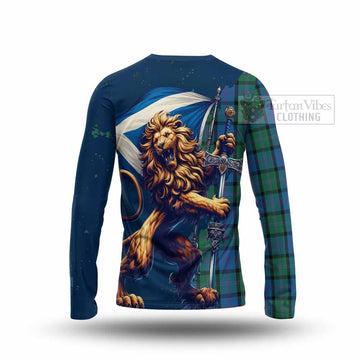 MacThomas (McThomas) Tartan Family Crest Long Sleeve T-Shirt with Scottish Majestic Lion - Tartan Vibes Clothing