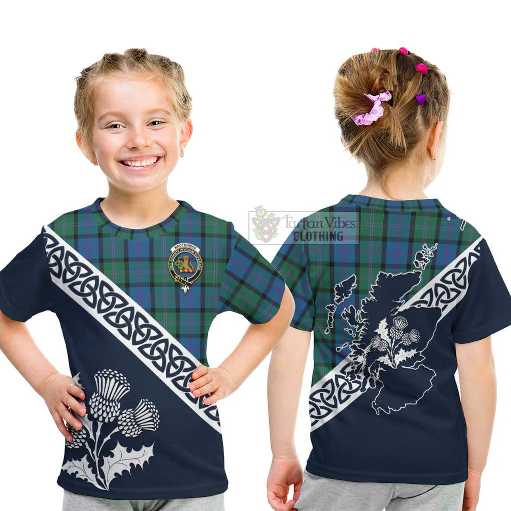 MacThomas (McThomas) Tartan Kid T-Shirt Featuring Thistle and Scotland Map - Tartan Vibes Clothing