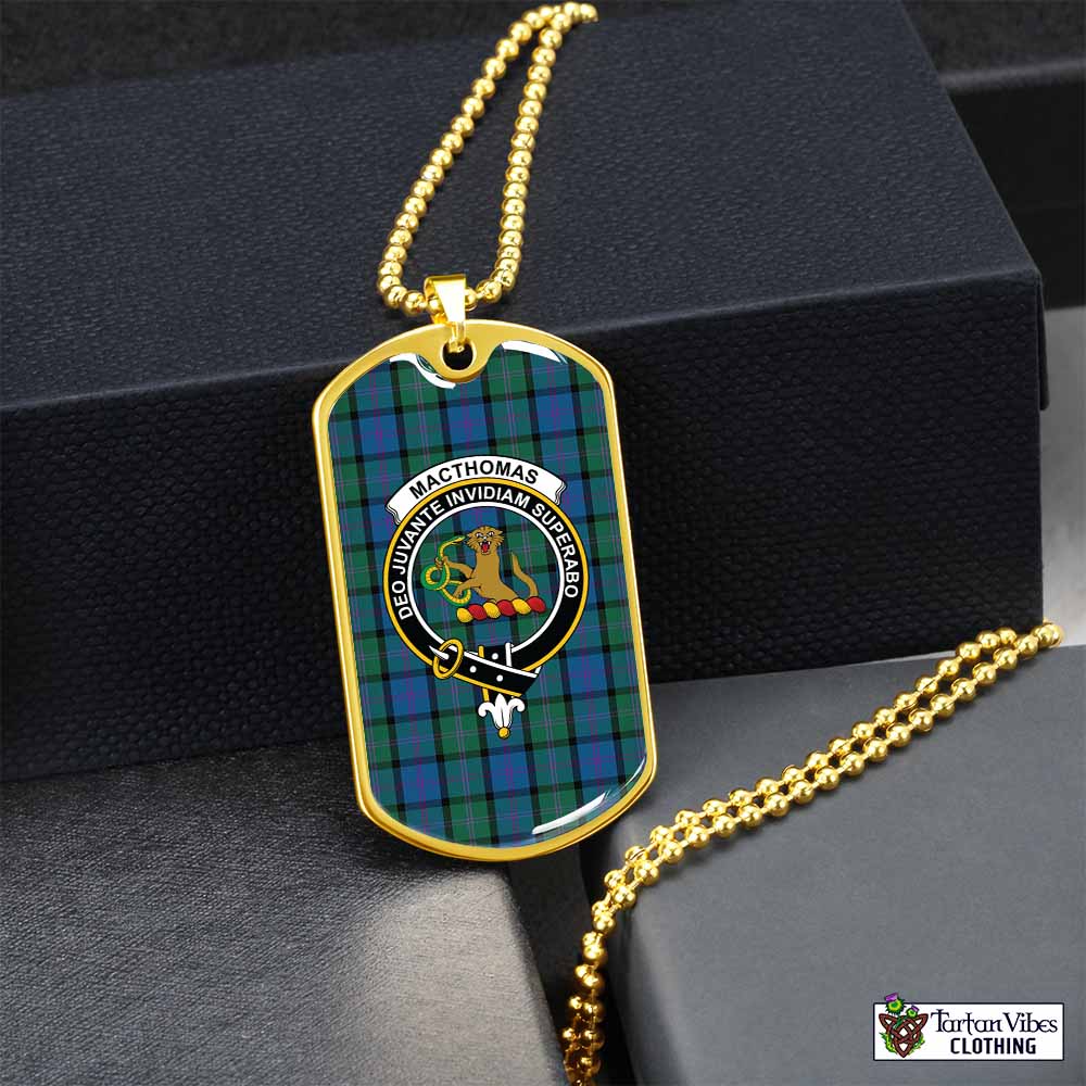 MacThomas (McThomas) Tartan Dog Tag Necklace with Family Crest Gold No - Tartan Vibes Clothing
